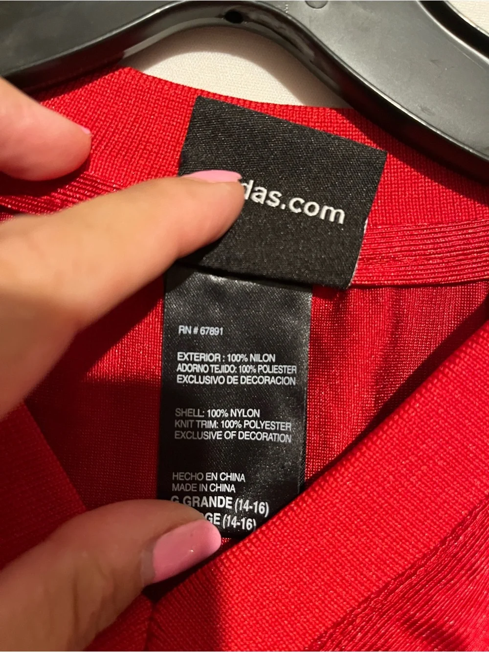 adidas Red Team Sports Jersey with White Label size L Youth size